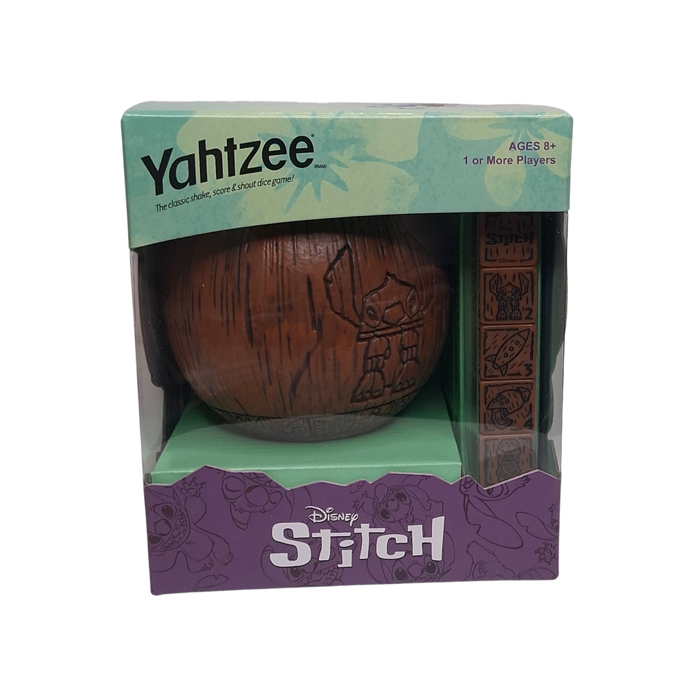 Disney Stitch Yahtzee Game Lilo & Stitch Tiki Dice Cup Complete USAopoly